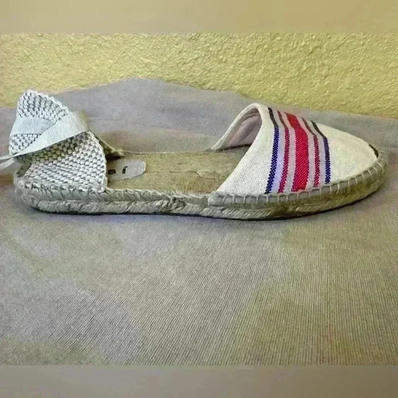 Manebi Hamptons Striped Canvas Espadrilles With Ankle Ties In Tan Size 39/9 NWOT - Picture 12 of 12
